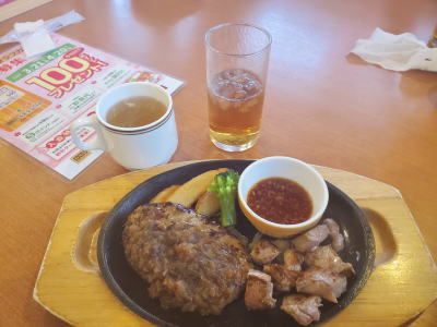 ジャポネギハンバーグ＆カットサーロインステーキ ココス