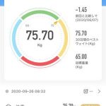 75.70kg 2020年9月26日（土）の体重
